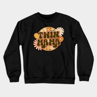 Twin Mama Retro Groovy Floral Leopard Crewneck Sweatshirt